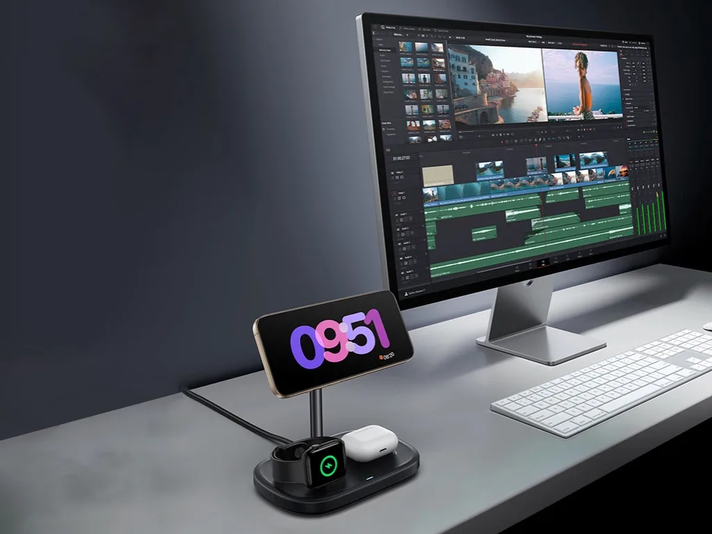 Baseus intros new 3-in-1 MagSafe wireless charging stand with built-in cooling