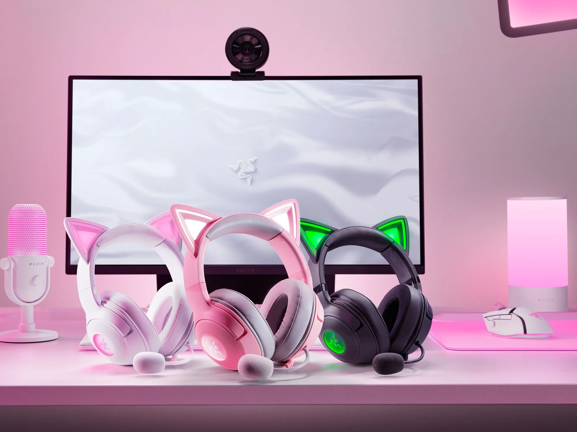 Kraken Kitty V2 and BlackShark V2 X Razer gaming headsets updated with new colorways