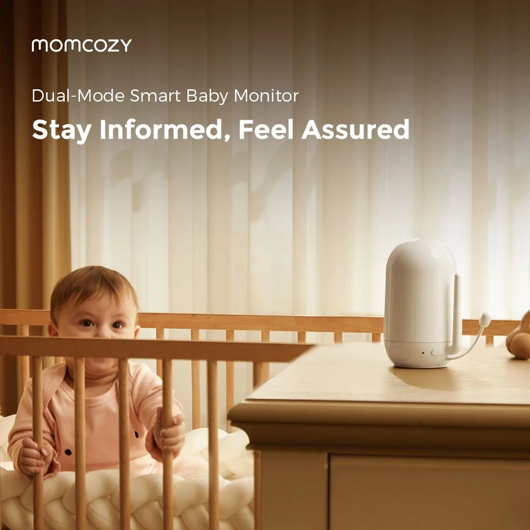 This smart baby monitor with dual mode and enhanced alerts from Momcozy will give new parents peace of mind