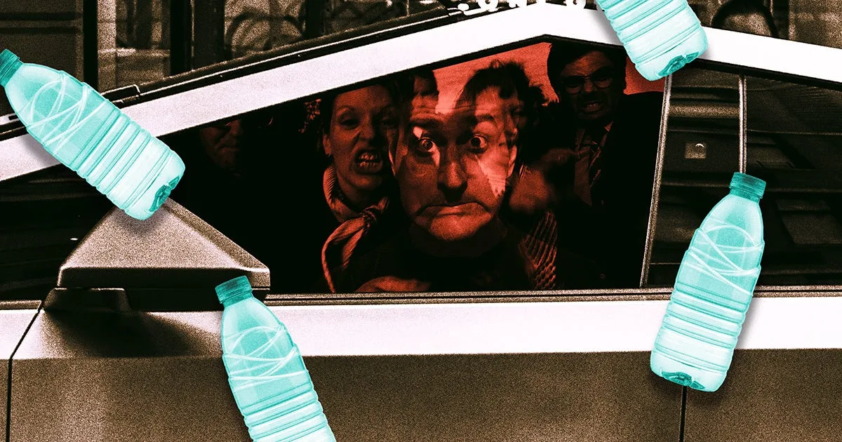 Cybertruck Club Bombarded by Trash Before Leaving Mardi Gras Parade In Shame