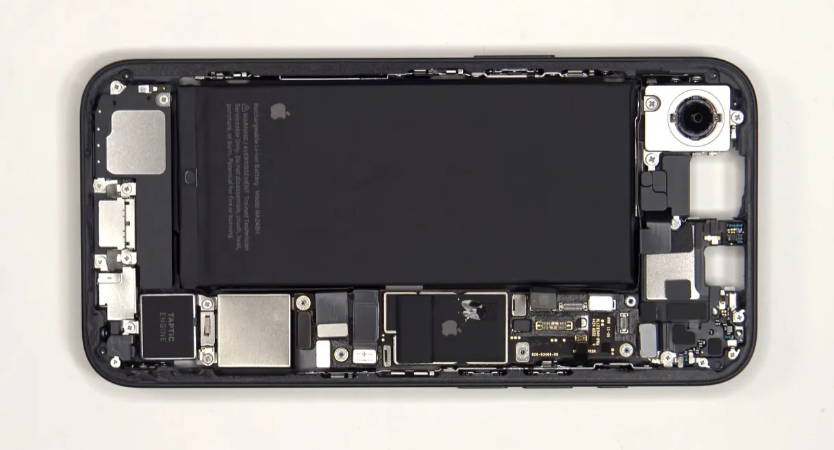 iPhone 16e Teardown Shows Its 48MP Primary Camera Features Standard OIS, With The A18’s Small Logic Board Only Sporting A Graphite Film And Copper Tape To Transfer Heat