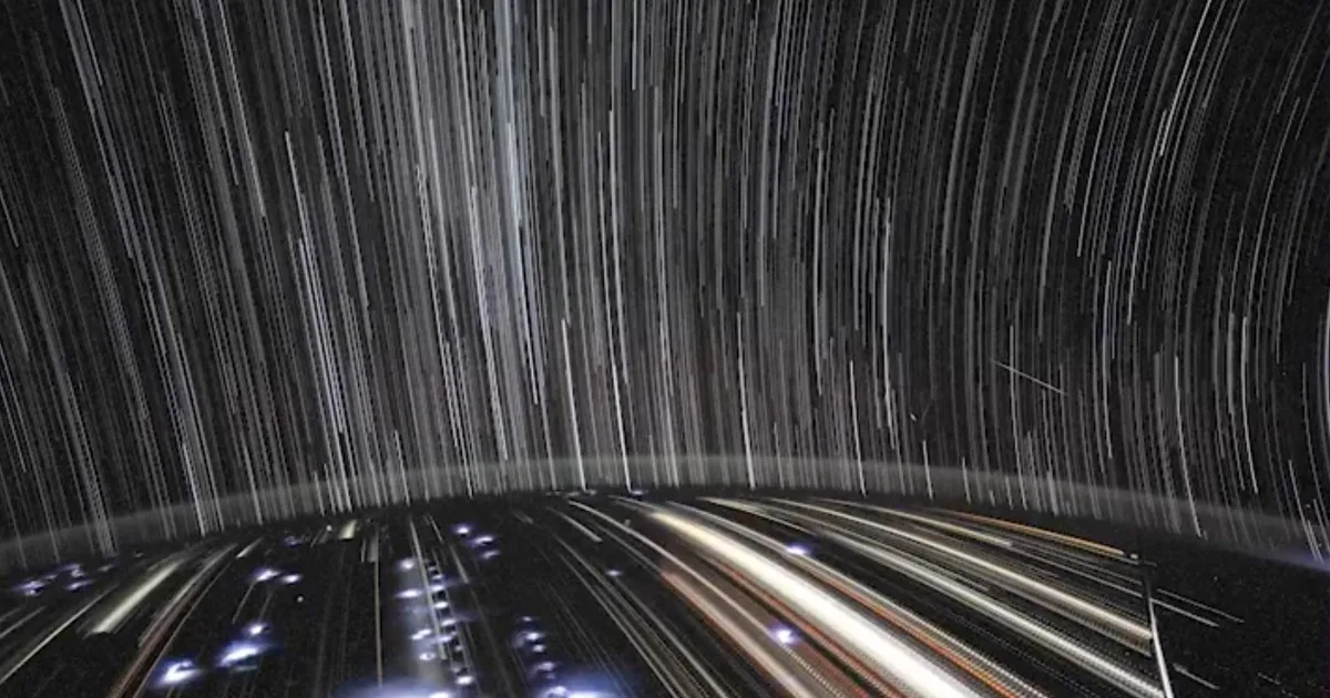 Cool space video shows star trails stretching over city lights
